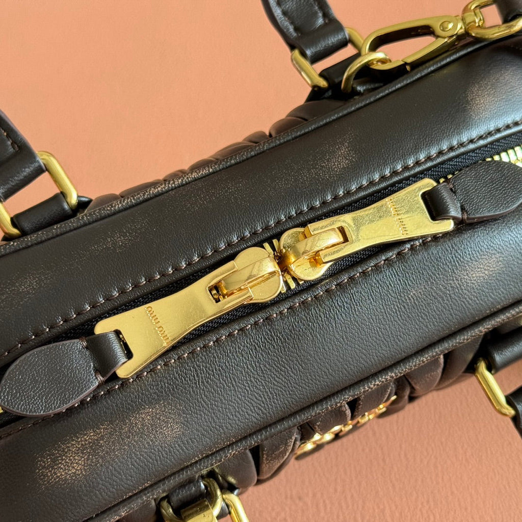 Miu Miu 26S Arcadie Matelasse Bag 22 in Black Calfskin Gold Hardware