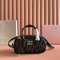 Miu Miu 26S Arcadie Matelasse Bag 22 in Black Calfskin Gold Hardware