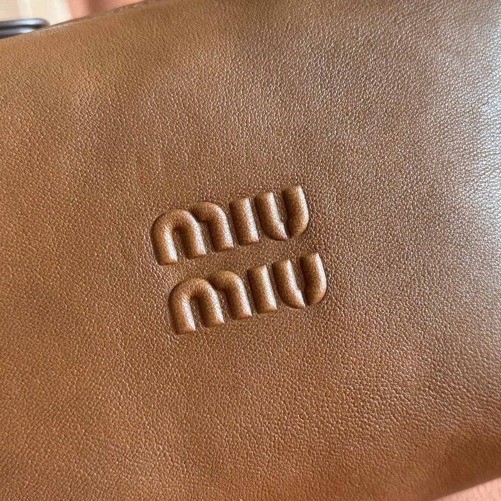 Miu Miu 26S Corduroy Pouch Bag 25 in Brown Calfskin Gold Hardware