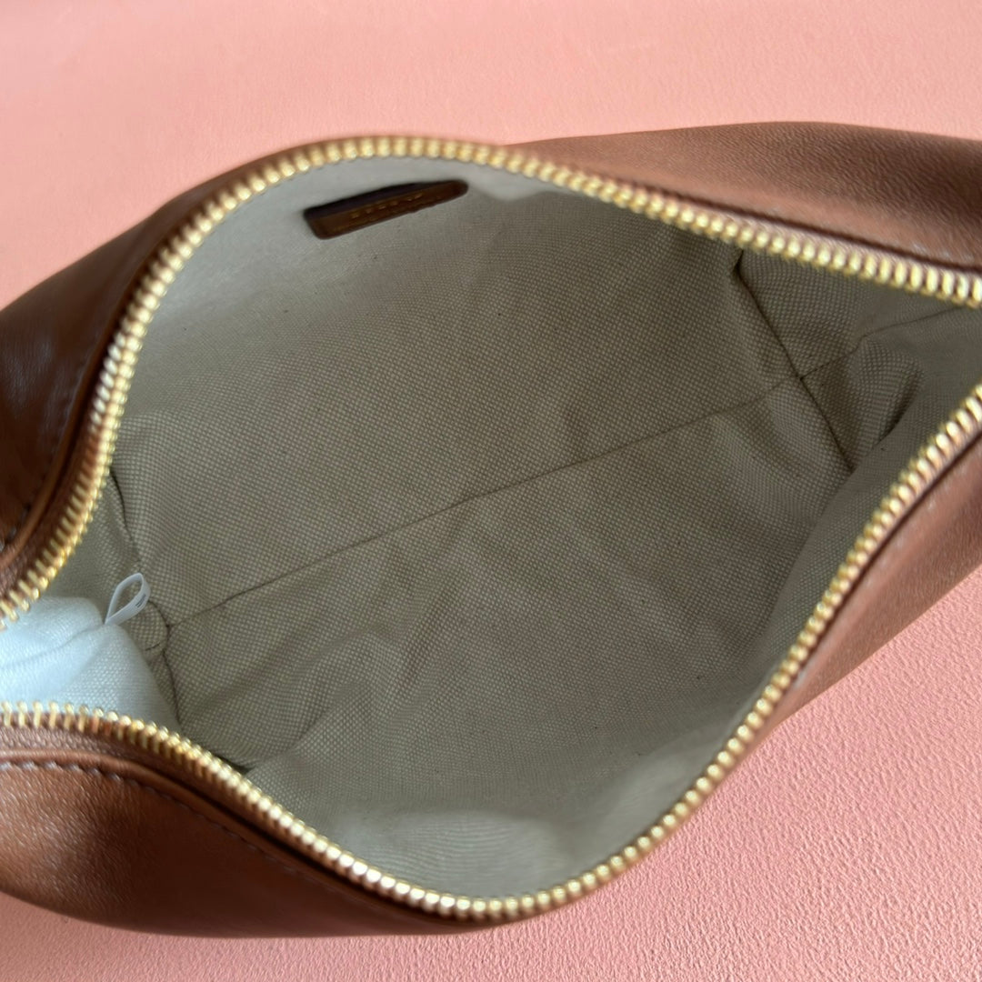 Miu Miu 26S Corduroy Pouch Bag 25 in Brown Calfskin Gold Hardware