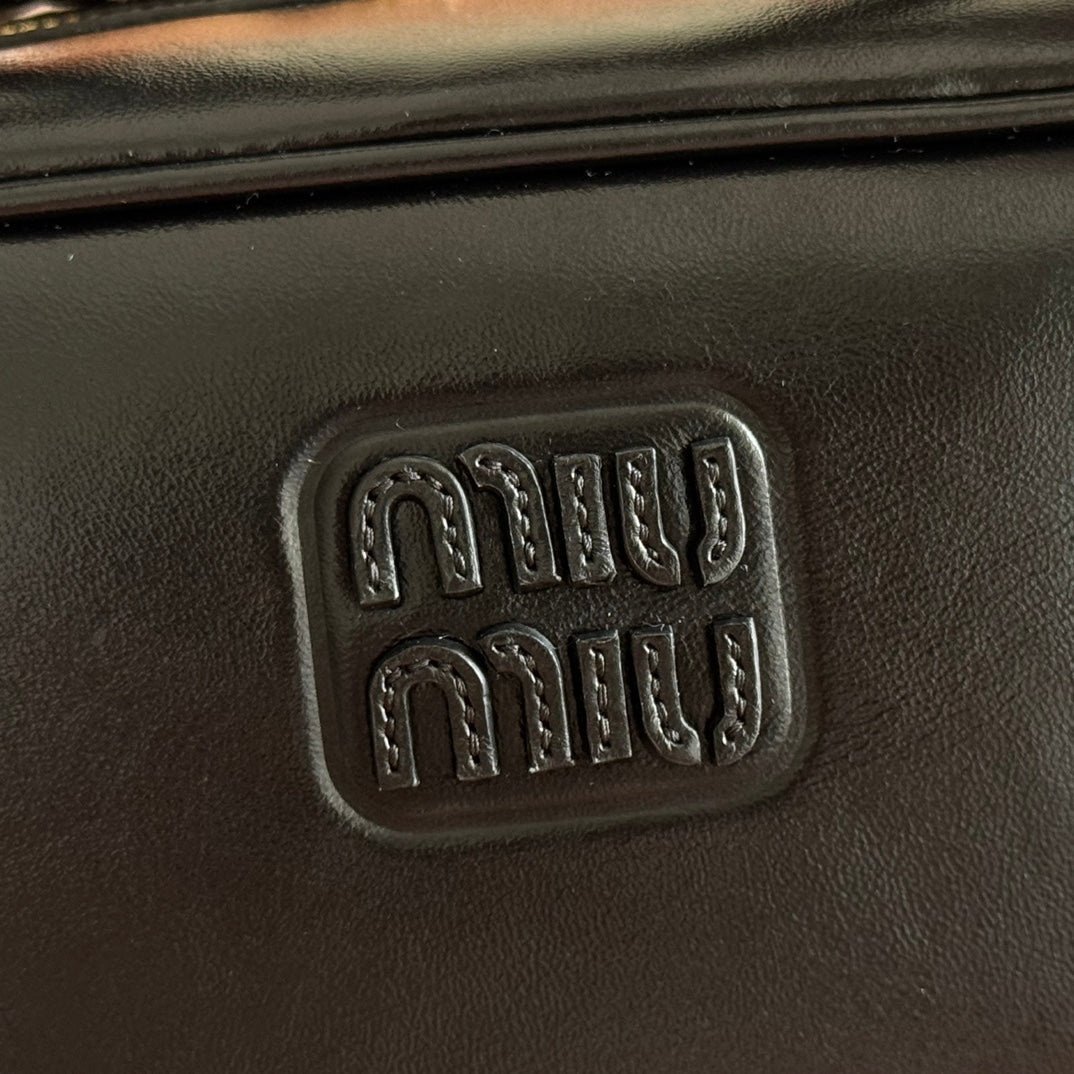 Miu Miu 26S Top-Handle Bag 28 in Black Calfskin Gold Hardware