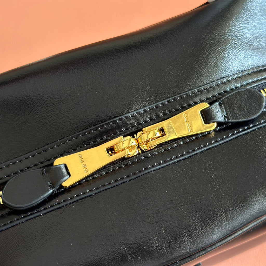 Miu Miu 26S Top-Handle Bag 28 in Black Calfskin Gold Hardware
