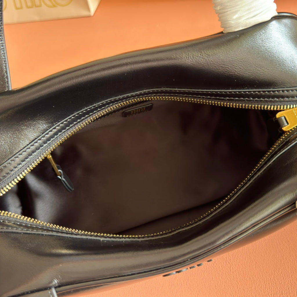 Miu Miu 26S Top-Handle Bag 28 in Black Calfskin Gold Hardware