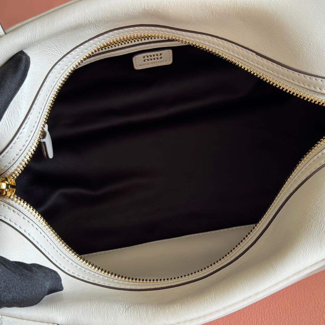Miu Miu 26S Top-Handle Bag 28 in White Calfskin Gold Hardware