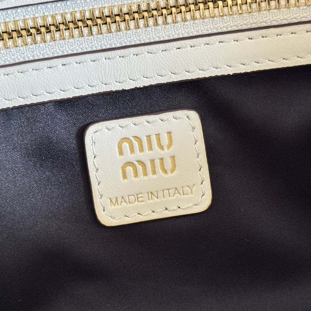 Miu Miu 26S Top-Handle Bag 28 in White Calfskin Gold Hardware