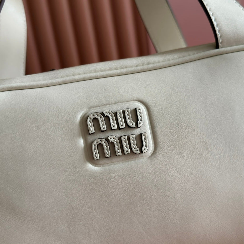 Miu Miu 26S Top-Handle Bag 28 in White Calfskin Gold Hardware