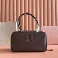 Miu Miu 26S Beau Top Handle Bag 29 in Dark Brown Calfskin Gold Hardware