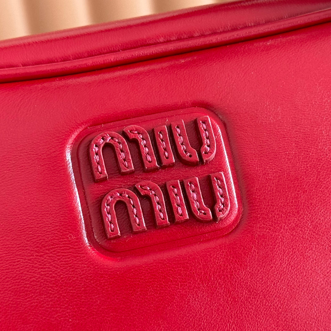 Miu Miu 26S Top-Handle Bag 28 in Dark Red Calfskin Gold Hardware