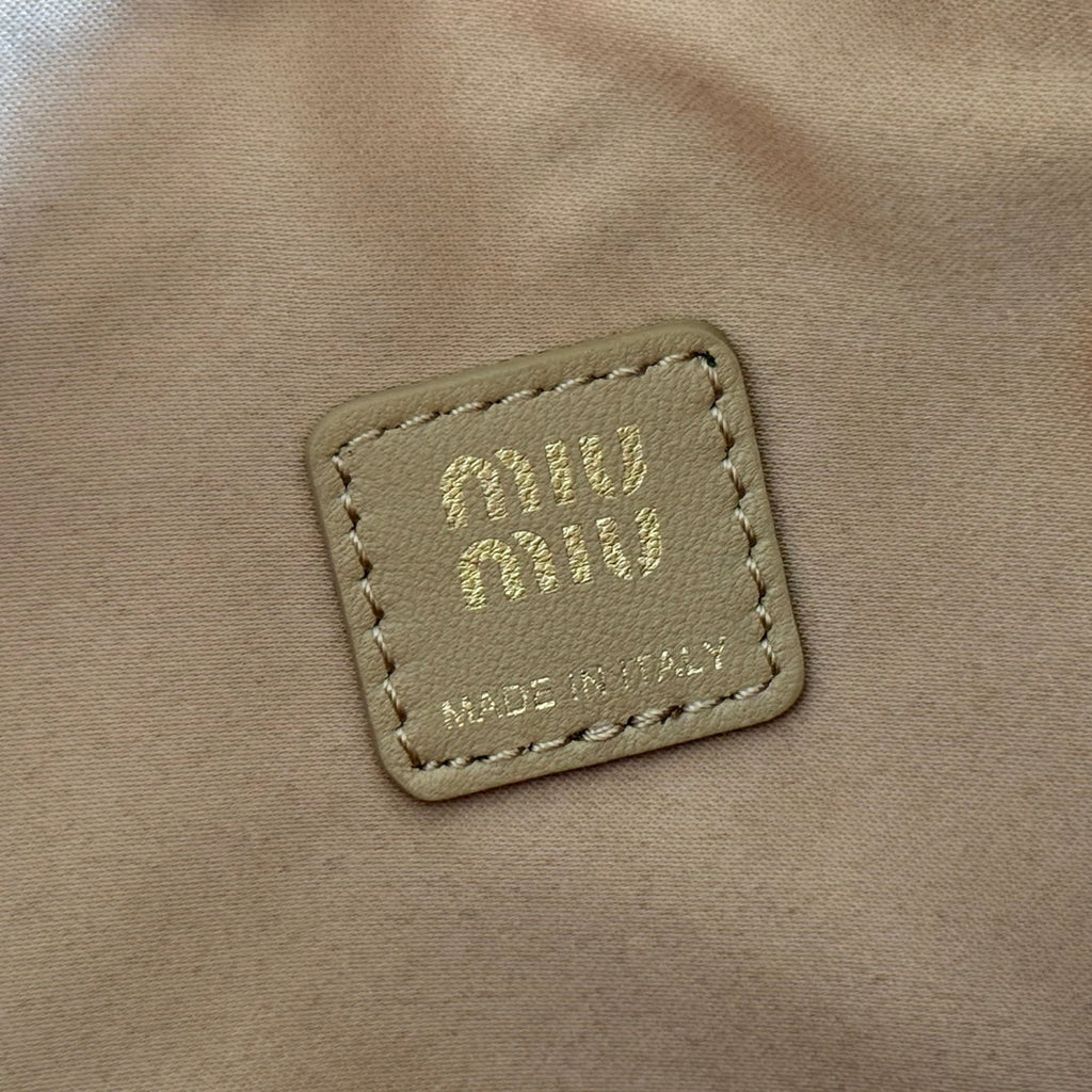 Miu Miu 26S Pouch Bag 15 in Dark Beige Calfskin Gold Hardware
