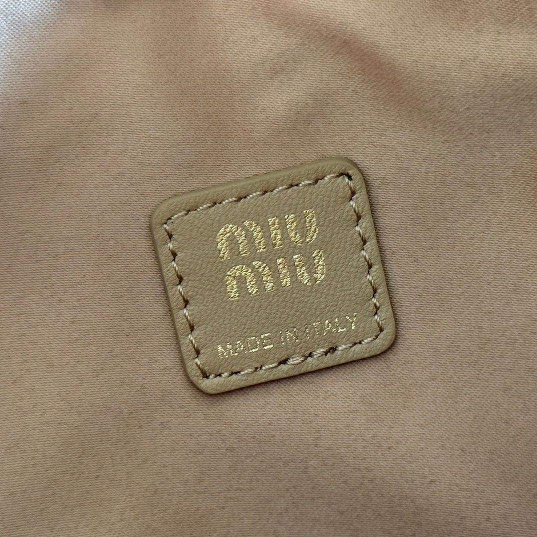 Miu Miu 26S Pouch Bag 15 in Dark Beige Calfskin Gold Hardware