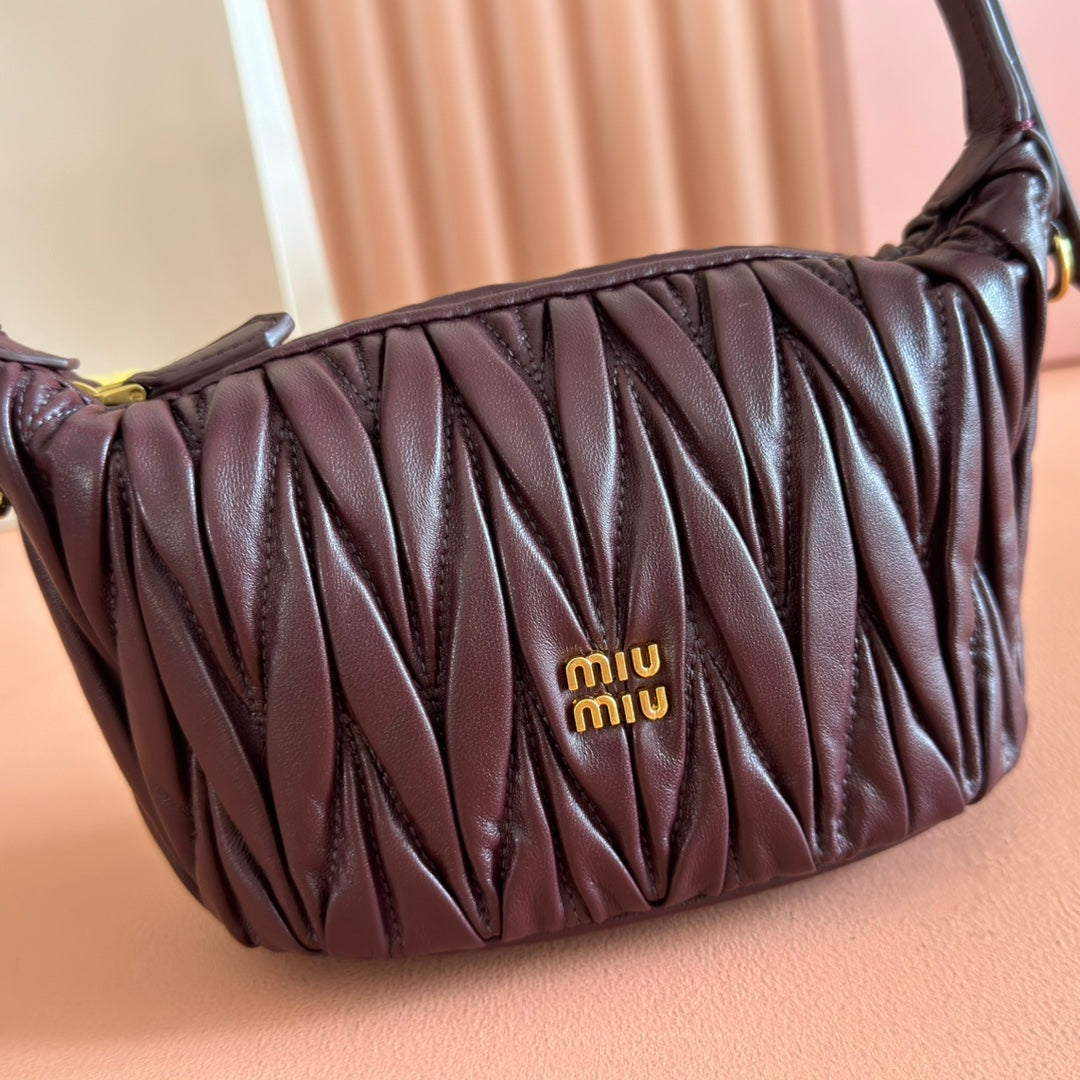 Miu Miu 26S Pouch Bag 15 in Coffee Brown Calfskin Gold Hardware