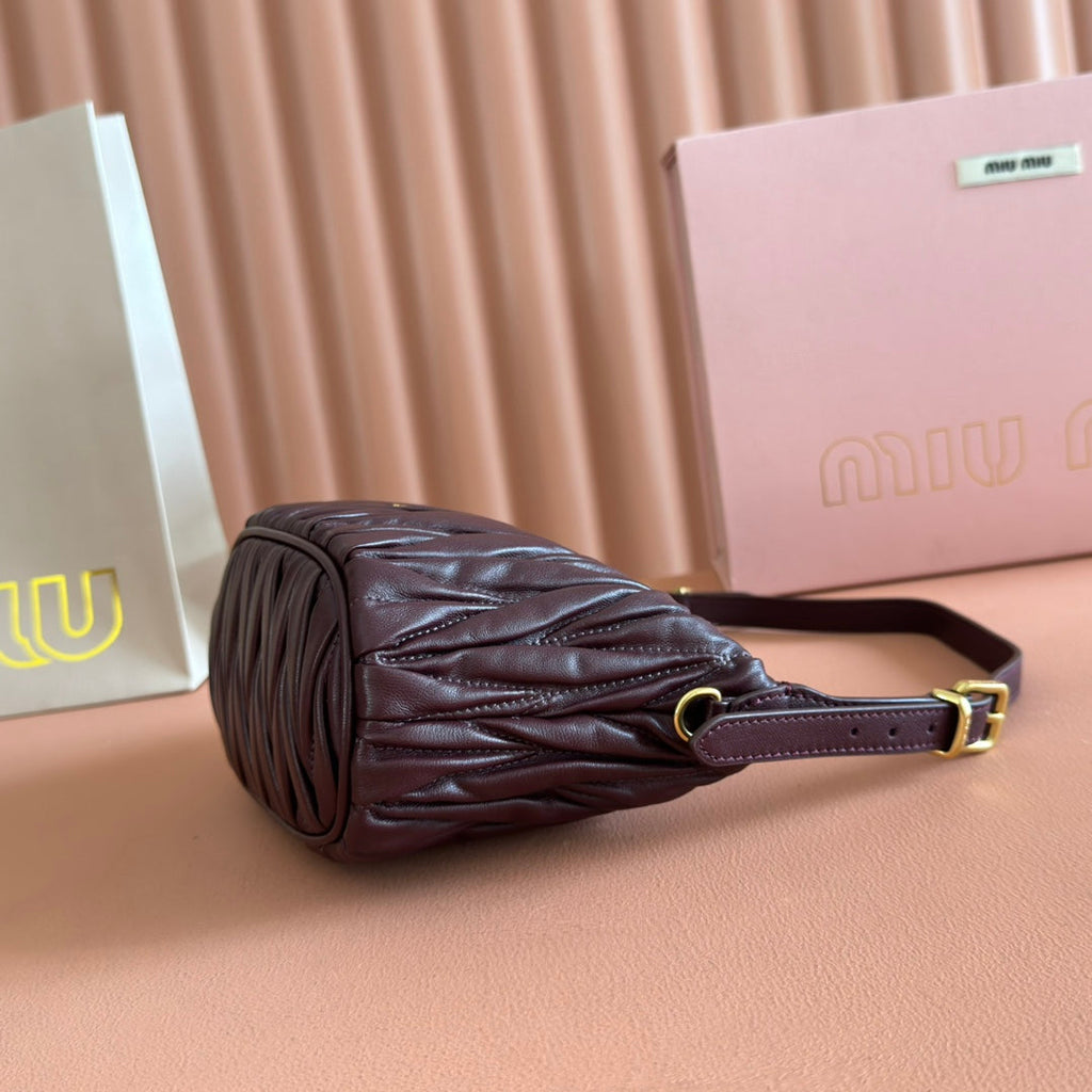 Miu Miu 26S Pouch Bag 15 in Coffee Brown Calfskin Gold Hardware