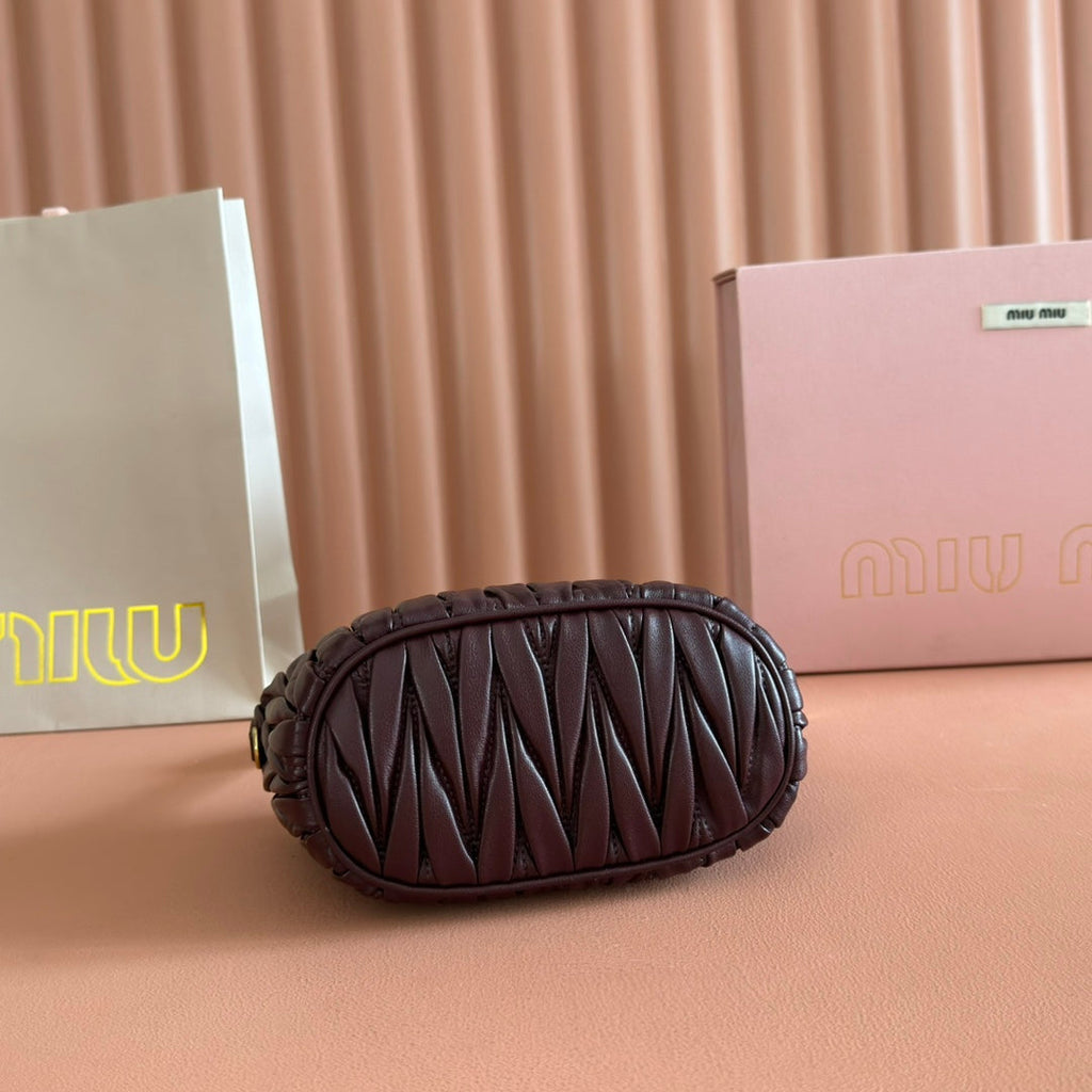 Miu Miu 26S Pouch Bag 15 in Coffee Brown Calfskin Gold Hardware