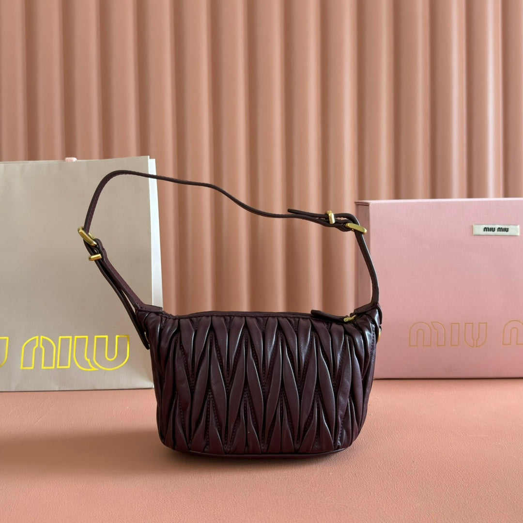 Miu Miu 26S Pouch Bag 15 in Coffee Brown Calfskin Gold Hardware