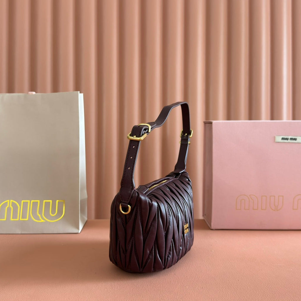 Miu Miu 26S Pouch Bag 15 in Coffee Brown Calfskin Gold Hardware