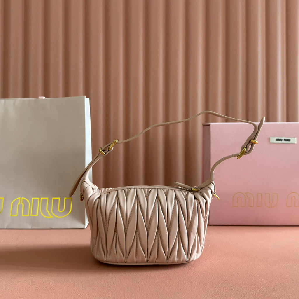 Miu Miu 26S Pouch Bag 15 in Light Pink Calfskin Gold Hardware