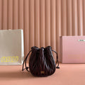 Miu Miu 26S Matelasse Pouch Bag 16 in Dark Brown Calfskin Gold Hardware