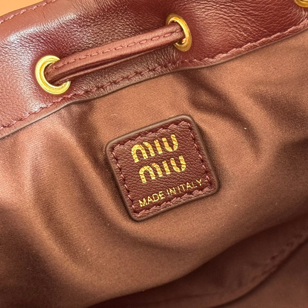 Miu Miu 26S Matelasse Pouch Bag 16 in Dark Brown Calfskin Gold Hardware