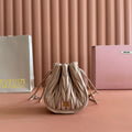 Miu Miu 26S Matelasse Pouch Bag 16 in Light Beige Calfskin Gold Hardware
