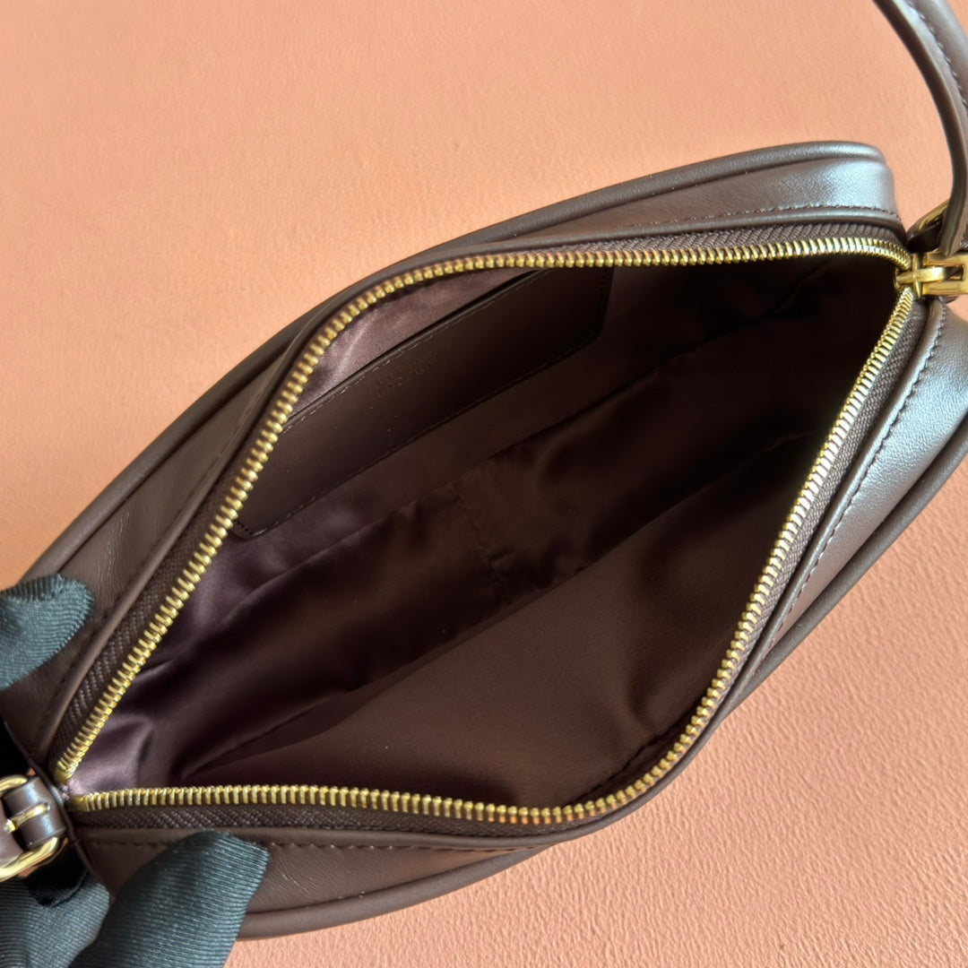 Miu Miu 26S Pouch Bag 20 in Dark Brown Calfskin Gold Hardware