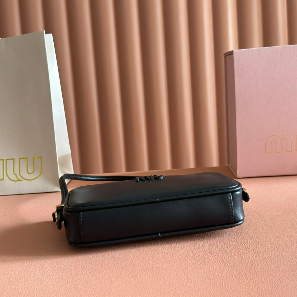 Miu Miu 26S Pouch Bag 20 in Black Calfskin Gold Hardware