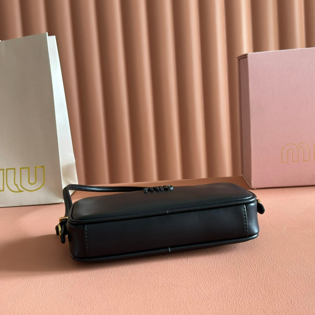 Miu Miu 26S Pouch Bag 20 in Black Calfskin Gold Hardware