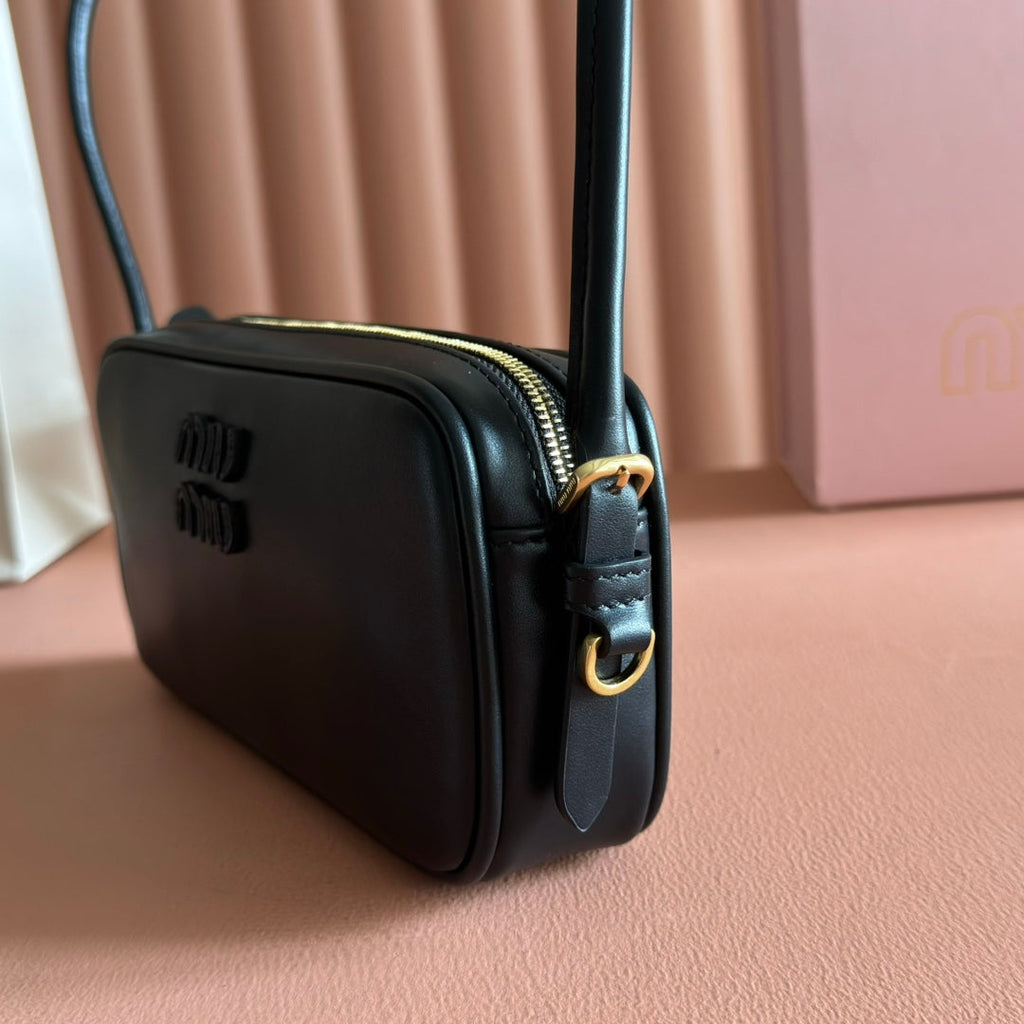 Miu Miu 26S Pouch Bag 20 in Black Calfskin Gold Hardware