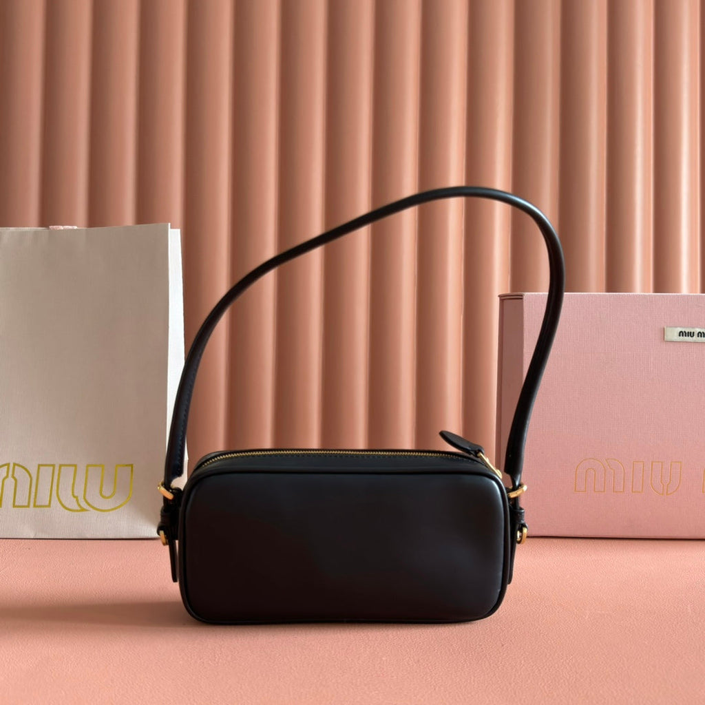Miu Miu 26S Pouch Bag 20 in Black Calfskin Gold Hardware