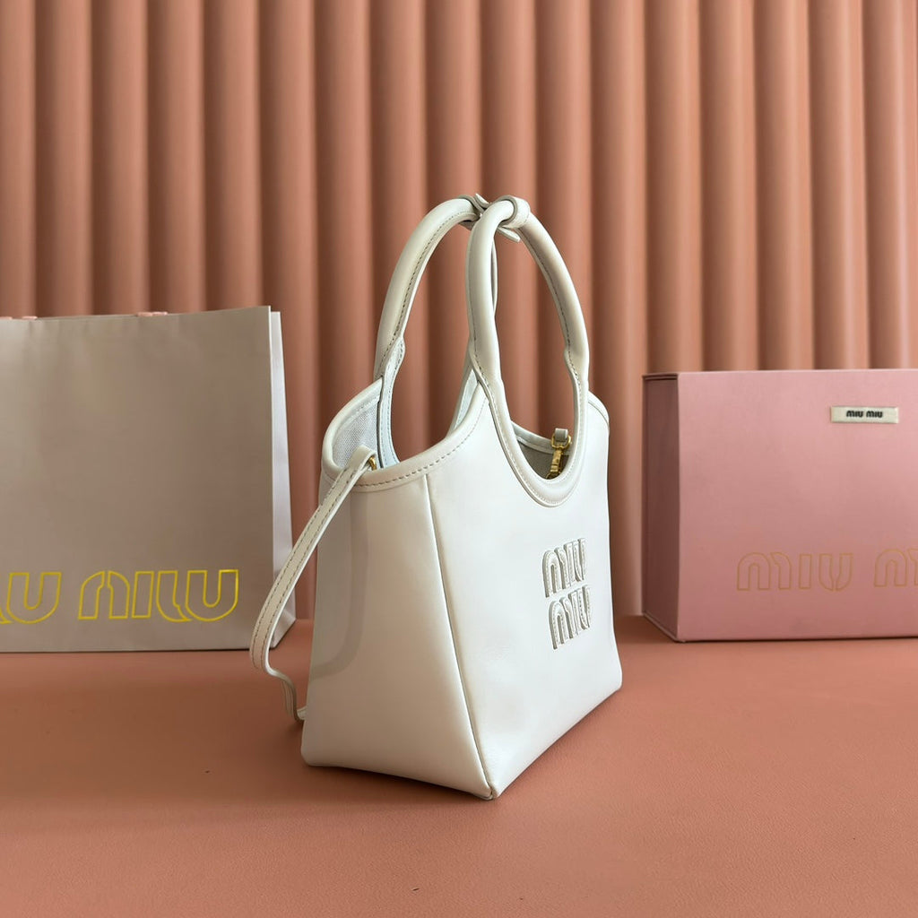 Miu Miu 26S Ivy Bag 23 in White Calfskin Gold Hardware