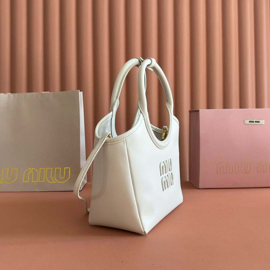 Miu Miu 26S Ivy Bag 23 in White Calfskin Gold Hardware