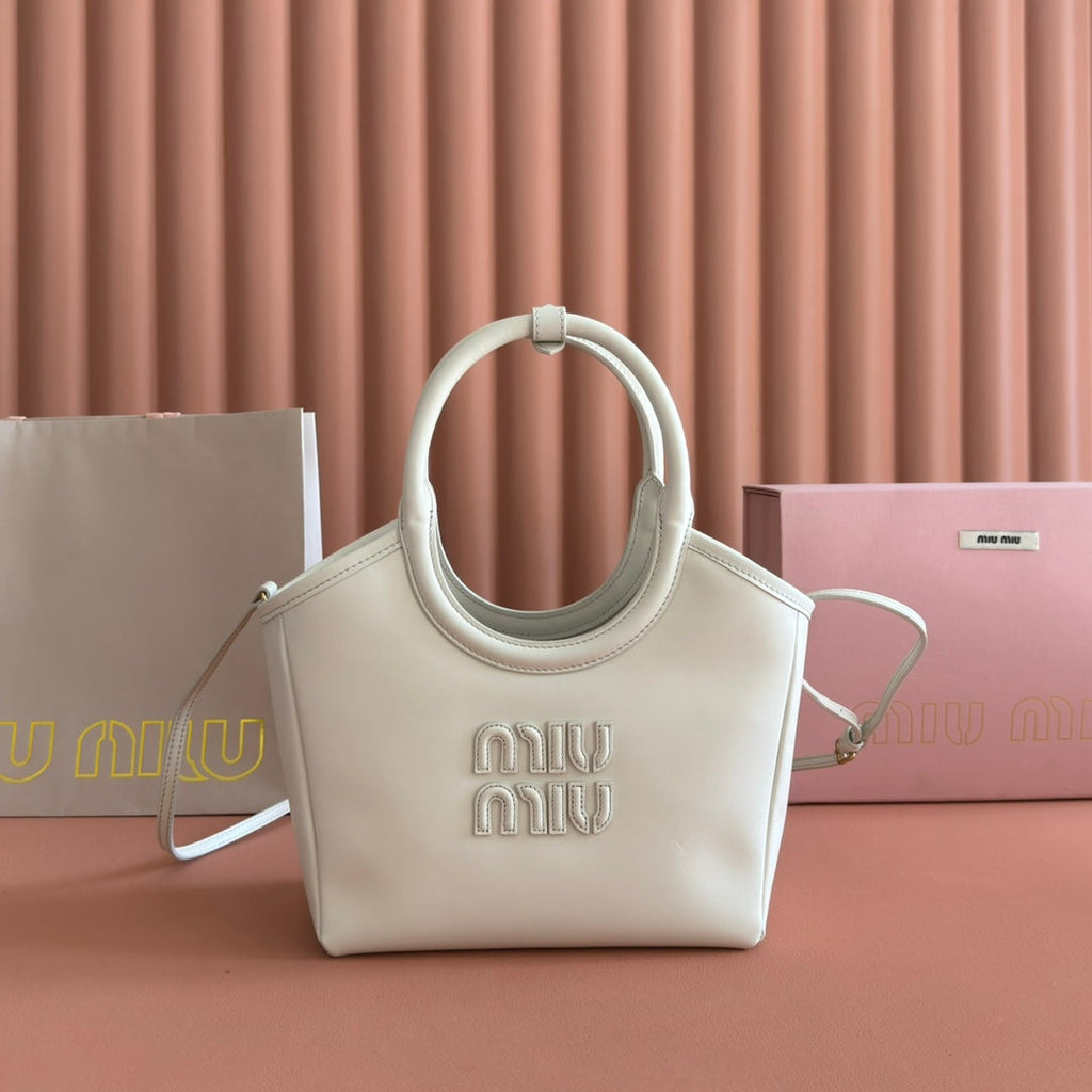 Miu Miu 26S Ivy Bag 23 in White Calfskin Gold Hardware