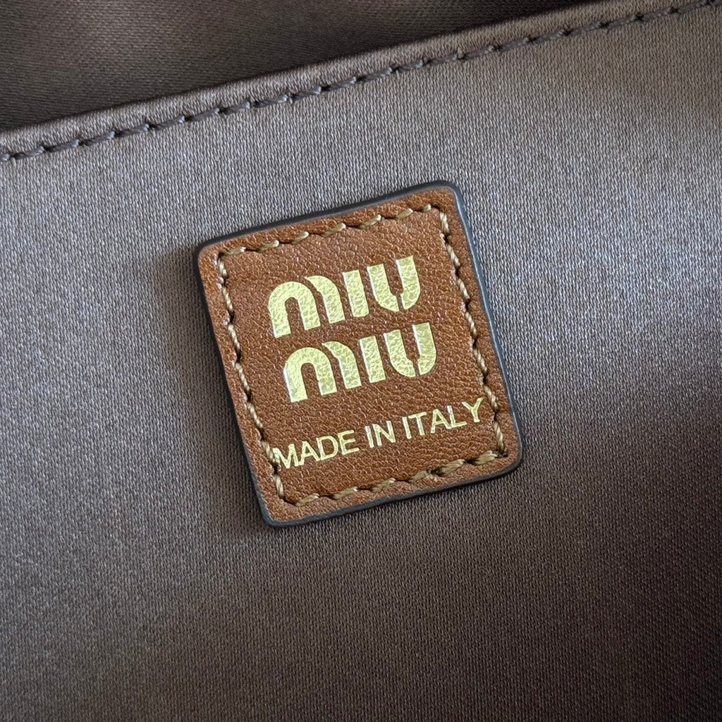 Miu Miu 26S Arcadie Bag 19 in Tan Brown Calfskin Gold Hardware