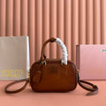 Miu Miu 26S Arcadie Bag 19 in Tan Brown Calfskin Gold Hardware