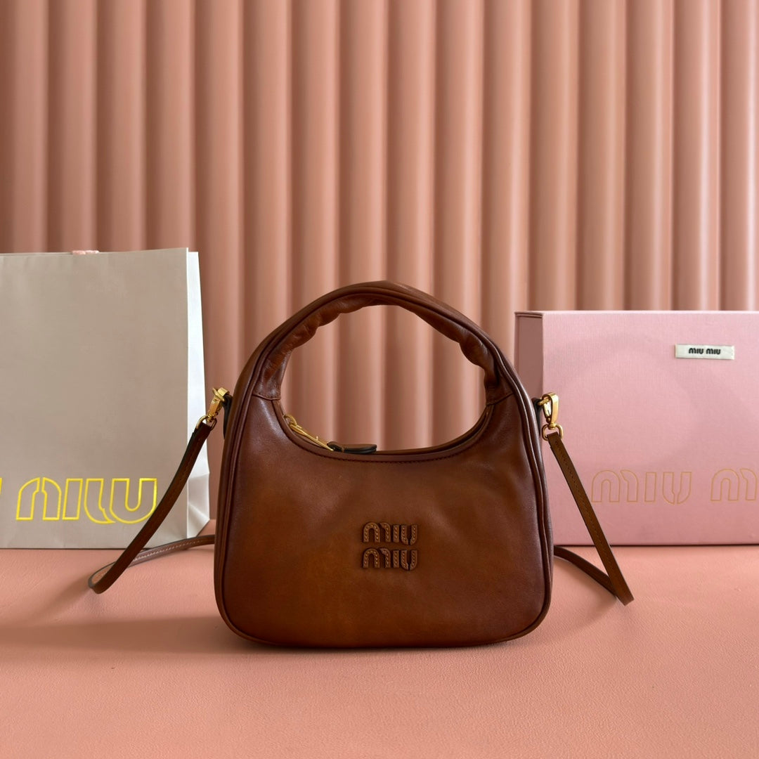 Miu Miu 26S Wander Bag 20 in Brown Calfskin Gold Hardware
