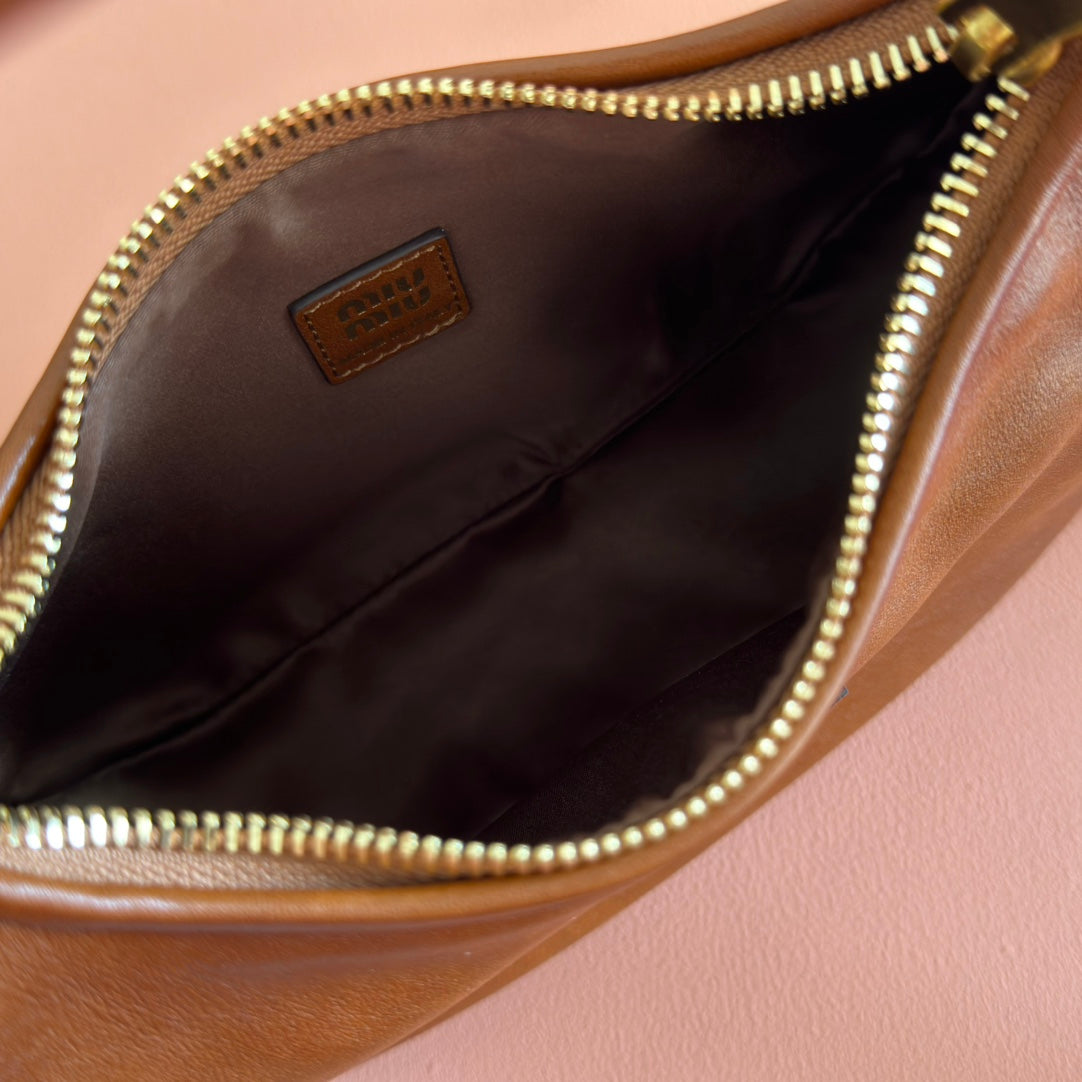 Miu Miu 26S Wander Bag 20 in Brown Calfskin Gold Hardware