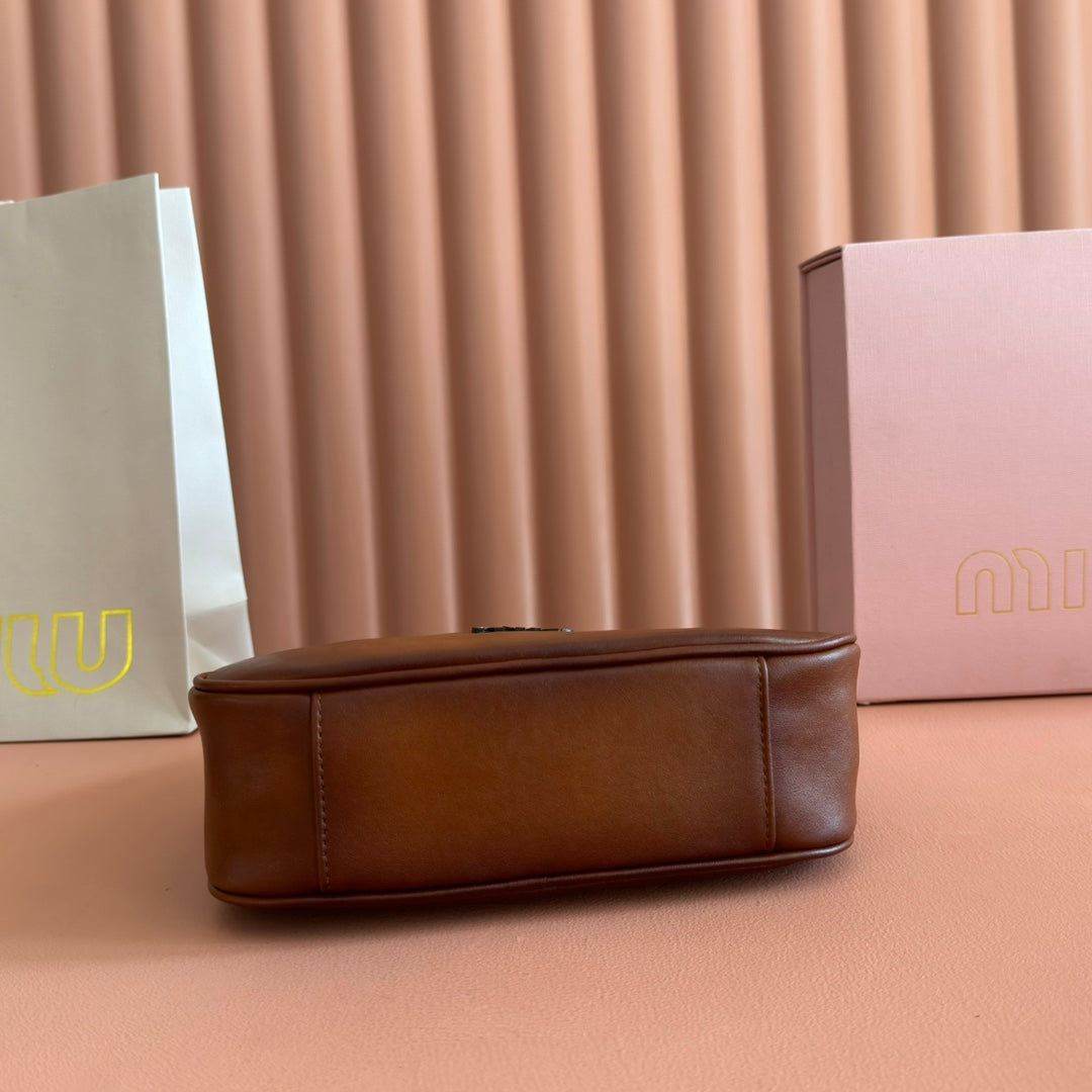 Miu Miu 26S Wander Bag 20 in Brown Calfskin Gold Hardware