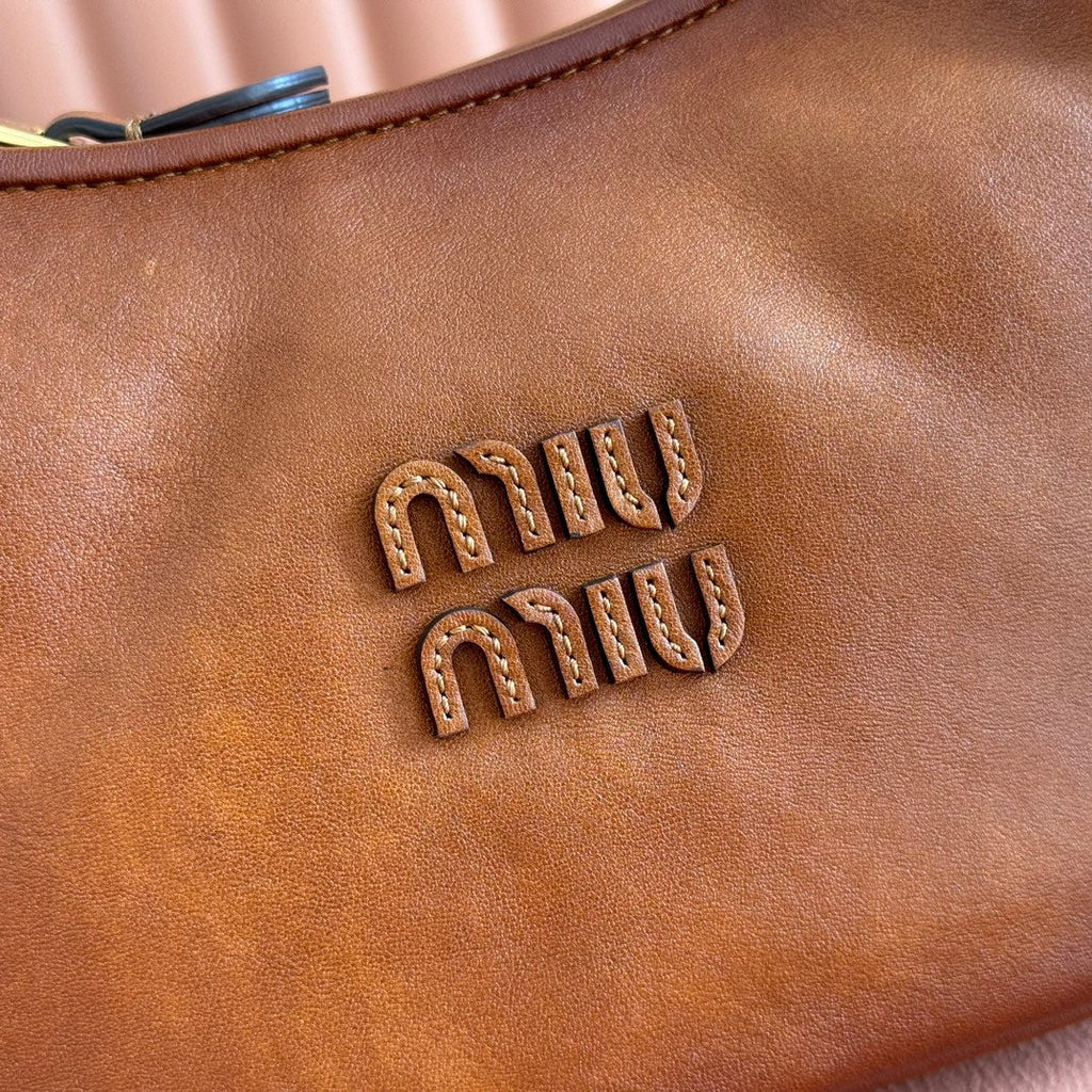 Miu Miu 26S Wander Bag 20 in Brown Calfskin Gold Hardware
