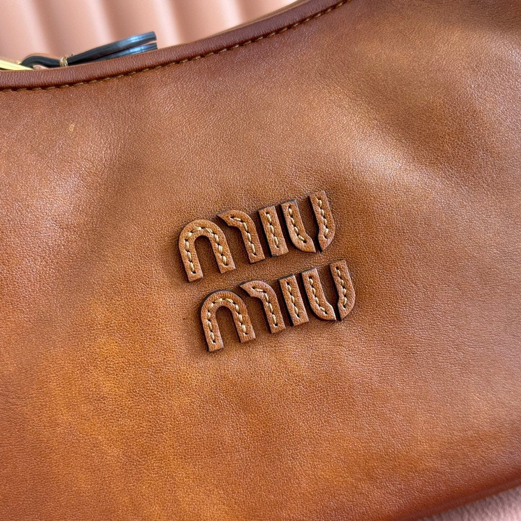 Miu Miu 26S Wander Bag 20 in Brown Calfskin Gold Hardware
