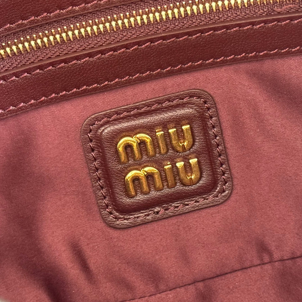 Miu Miu 26S Arcadie Matelasse Bag 22 in Dark Brown Calfskin Gold Hardware