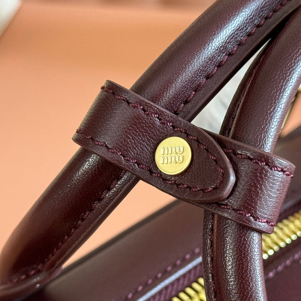 Miu Miu 26S Arcadie Matelasse Bag 22 in Dark Brown Calfskin Gold Hardware