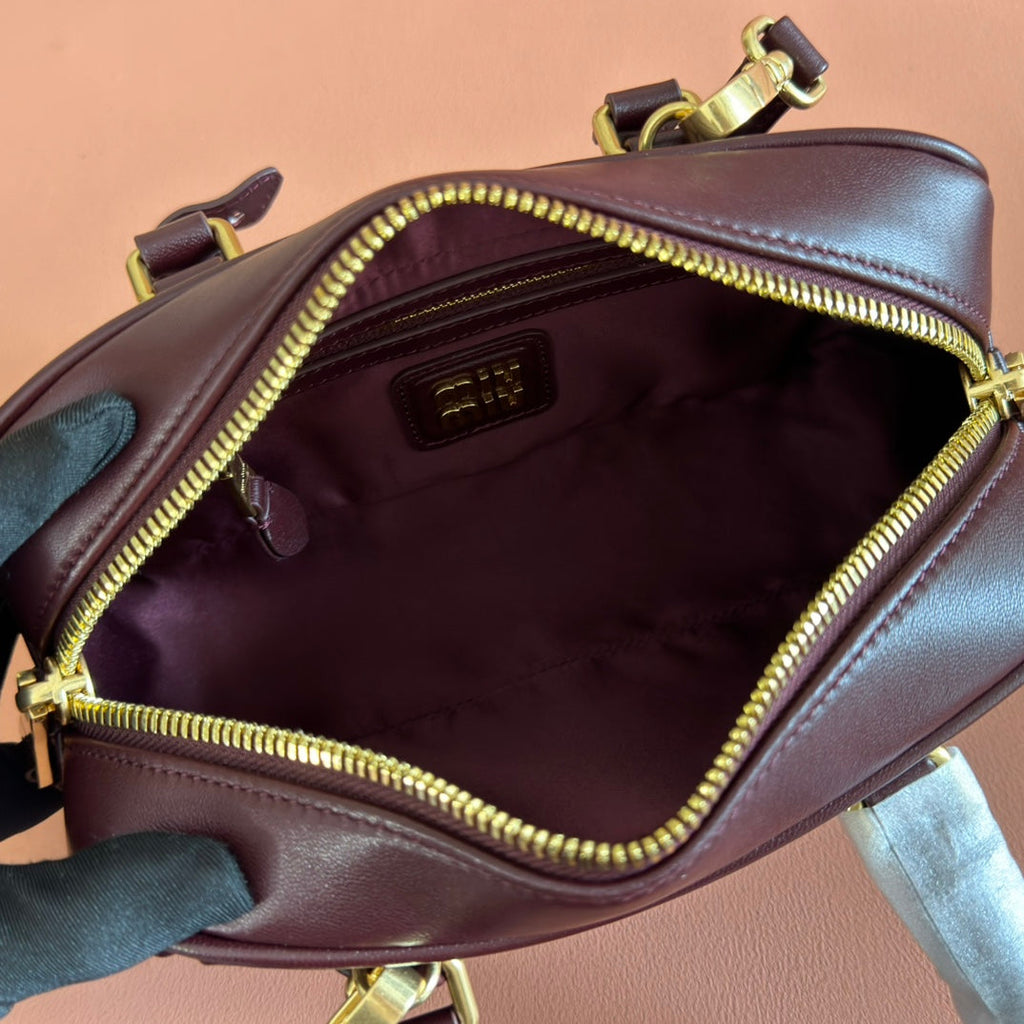 Miu Miu 26S Arcadie Matelasse Bag 22 in Dark Brown Calfskin Gold Hardware