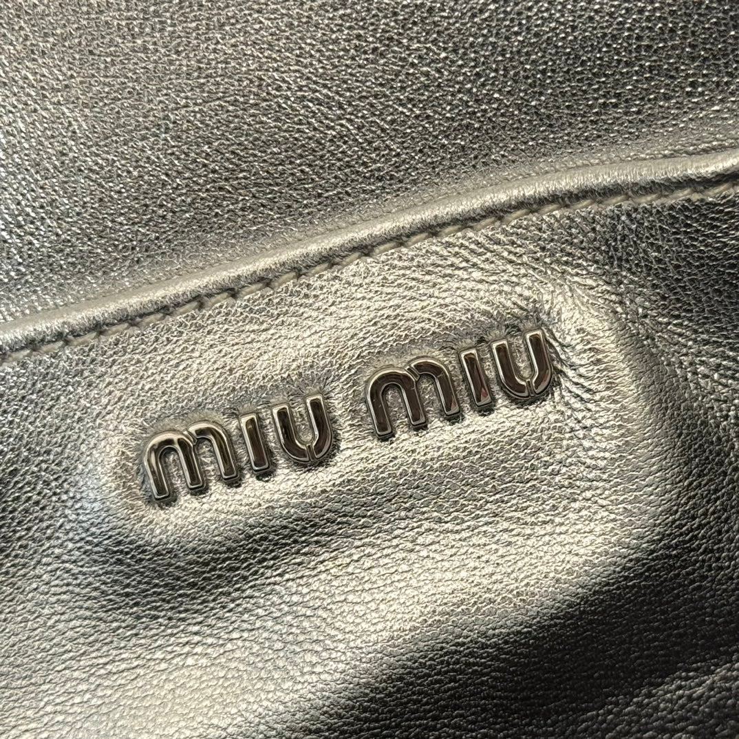 Miu Miu 26S Matelasse Mini Bag 18 in Silver Calfskin Silver Hardware