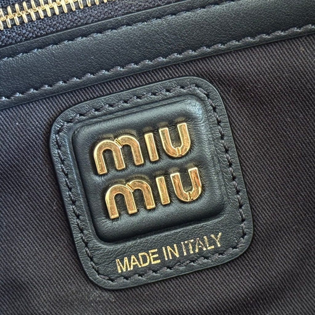 Miu Miu 26S Beau Canvas Bag 28 in Multicolor Wool and Black Calfskin