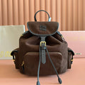 Miu Miu 26S Medium Backpack 29 in Chocolate Brown Canvas Black Calfskin