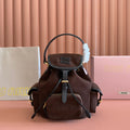 Miu Miu 26S Backpack 22 in Chocolate Brown Canvas Black Calfskin