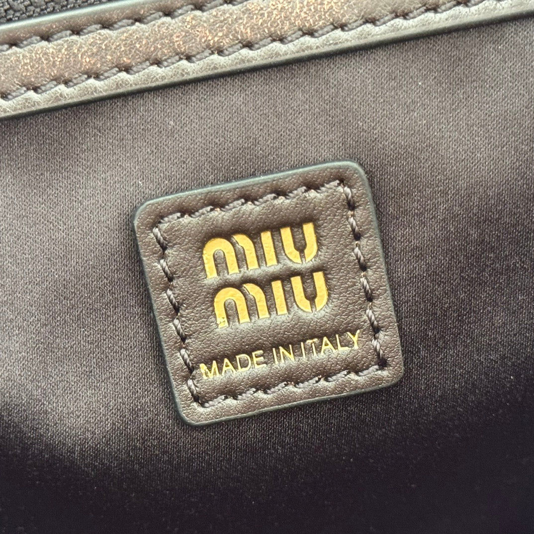 Miu Miu 26S Pocket Bag 38 in Black Calfskin Gold Hardware