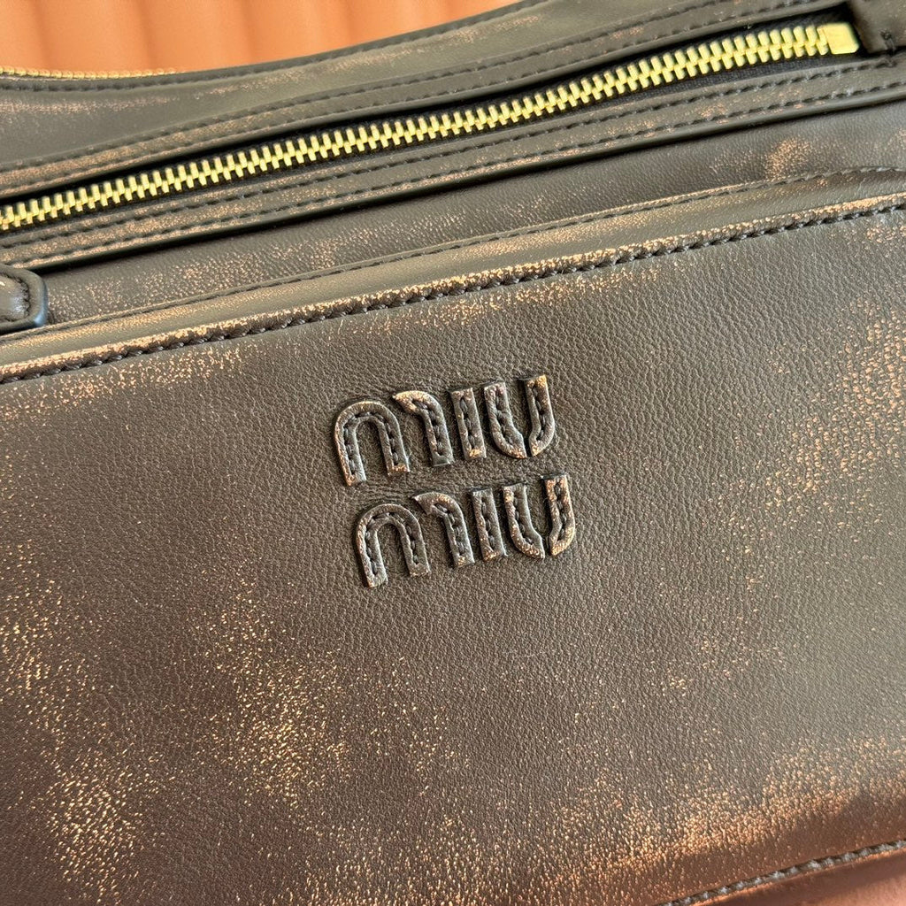 Miu Miu 26S Pocket Bag 38 in Black Calfskin Gold Hardware