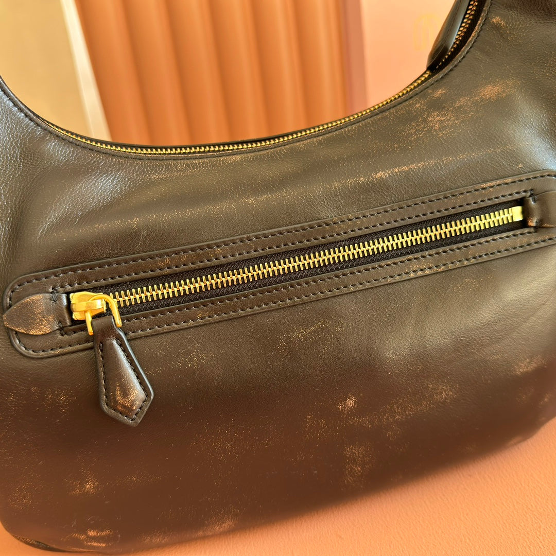 Miu Miu 26S Pocket Bag 38 in Black Calfskin Gold Hardware