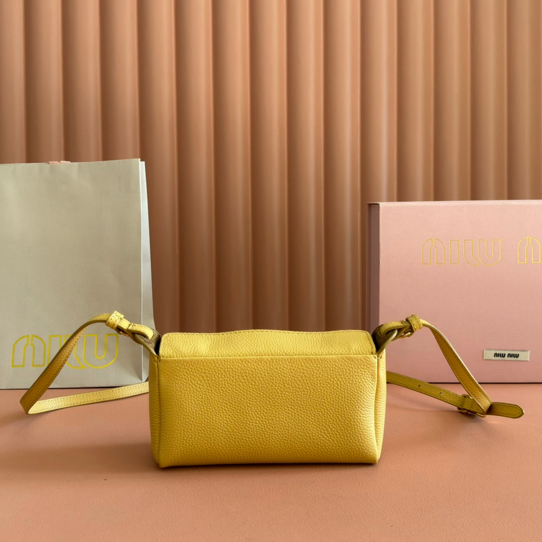 Miu Miu 26S Pouch Bag 18 in Yellow Calfskin Gold Hardware
