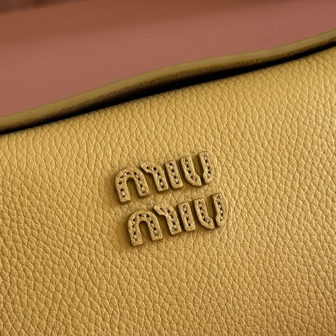 Miu Miu 26S Pouch Bag 18 in Yellow Calfskin Gold Hardware